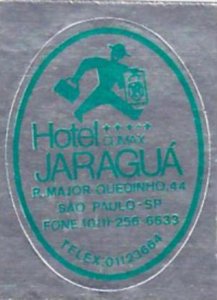 BRASIL SAO PAULO HOTEL JARAGUA VINTAGE LUGGAGE LABEL