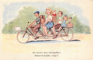 ZIEHIER de famille JEEP~FAMILY RIDING ON TANDEM BICYCLE-FAHRRAD-POSTCARD