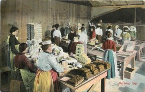 Postcard; Women Packing Calimyrna Figs, Fresno CA Fruit Packing Agriculture