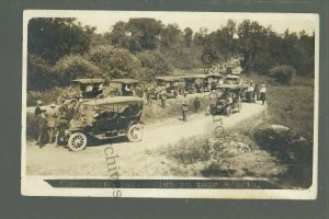 Elbow Lake MINNESOTA RPPC 1913 AUTO RALLY Automobiles CAR PARADE nr Barrett