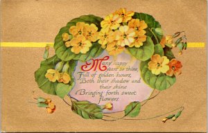 Postcard Greetings - Many happy years be thine, Full of golden hours,