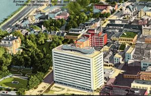 Missouri Jefferson City Aerial View Of Downtown and Jefferson Building Curteich