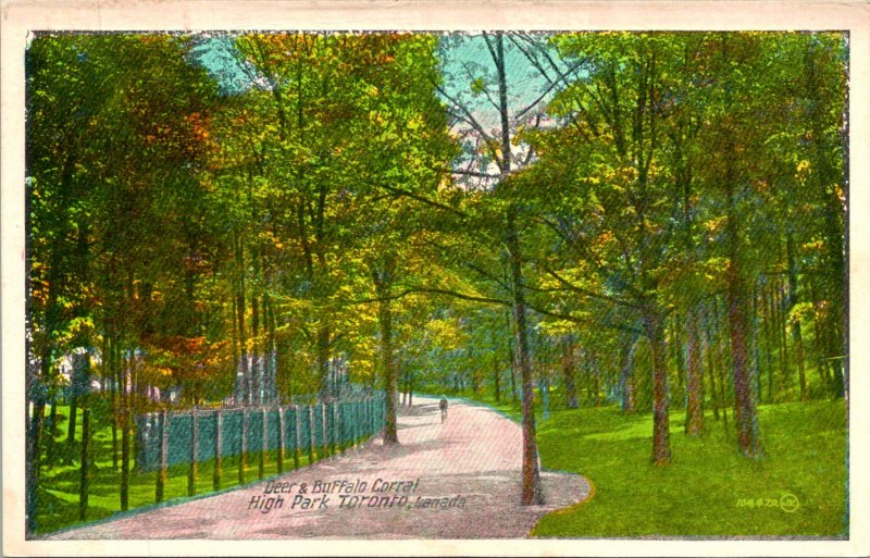 Toronto Canada High Park Deer Buffalo Corral Postcard Unused (27677)