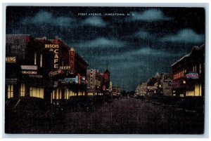 Jamestown North Dakota Postcard First Avenue Exterior Night 1940 Vintage Antique