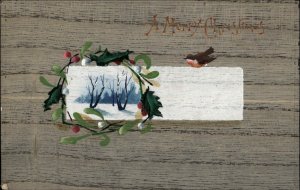 Christmas Holly Hand Painted? OPF c1910 Postcard