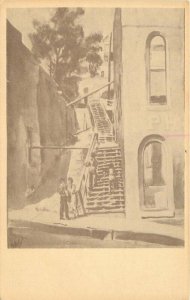 Artist Central City Colorado Stairs Masonic Hall Entrance  Postcard 20-10078