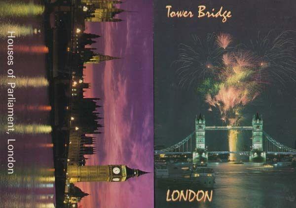 Tower Bridge Firework Display London Houses Of Parliament Illuminations Postcard