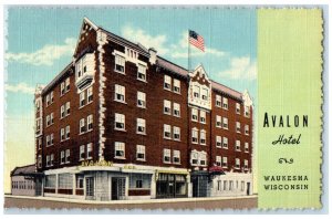 c1940 Hotel Avalon Chanticleer Lounge Paul Bunyan Waukesha Wisconsin WI Postcard