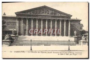 Old Postcard Paris VII Chamber of Deputies frontage overlooking the Quai d'Or...