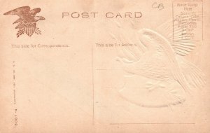 Vintage Postcard 1910's Patriotic American Flags and Eagle Embossed