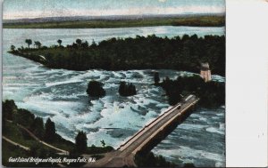 Goat Island Bridge and Rapids Niagara Falls New York Vintage Postcard C036