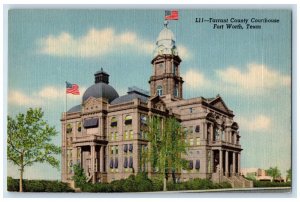 Forth Worth Texas TX Postcard Tarrant County Courthouse Building Street View