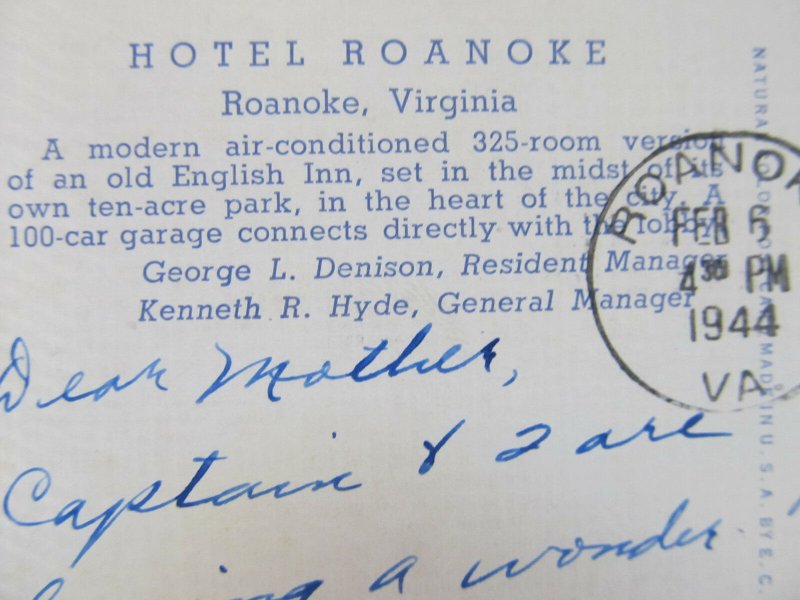 ROANOKE, Virginia ~ Hotel Roanoke Old English Inn (slightly trimmed) Postcard