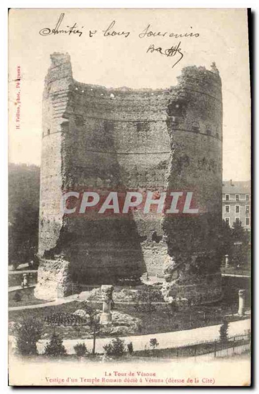 Old Postcard Tower Vesone Remains of a Roman Temple has dedic Vesuna goddess ...