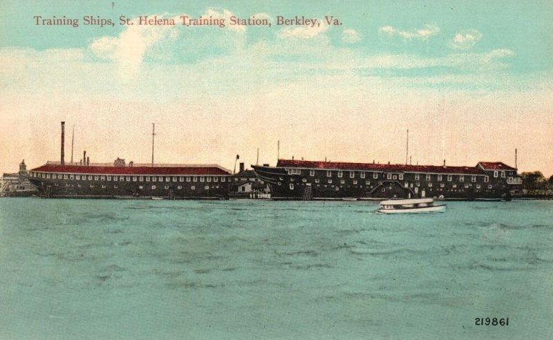 Berkley VA-Virginia, Training Ships St. Helena Training Station Vintage Postcard