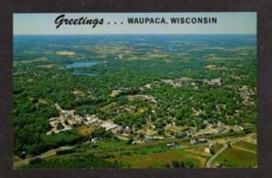 WI Greetings WAUPACA WISCONSIN Aerial Chrome Postcard