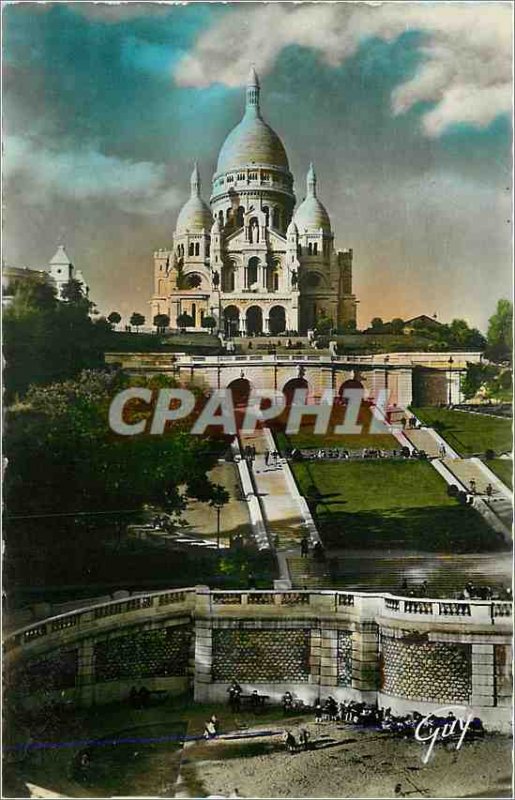 Postcard Modern Marvels Paris and its Basilica of Sacre Coeur in Montmartre