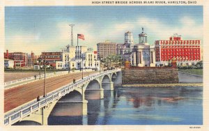 LPD48   Ohio Postcard: Hamilton, High St. Bridge, Miami River