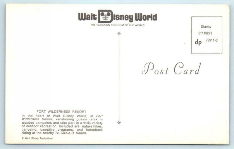 WALT DISNEY WORLD, FL ~ RV Camping FORT WILDERNESS RESORT Canoe c1970s Postcard