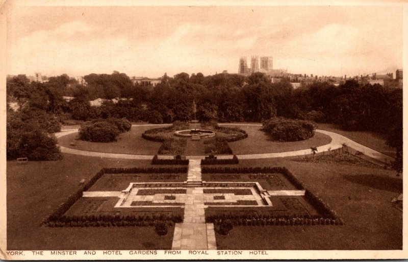 England York The Minster and Hotel Gardens From Royal Station Hotel