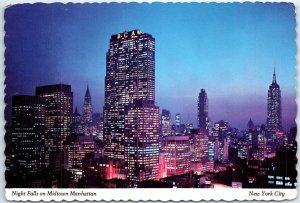 Postcard - Night Falls On Midtown Manhattan - New York City, New York