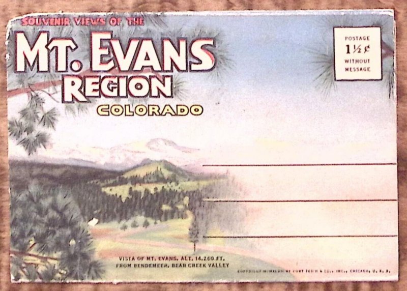 1940s MT EVANS REGION COLORADO SOUVENIR FOLDER POSTCARD 8 VIEWS  Z3283