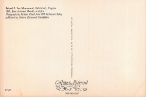 RICHMOND VIRGINIA-ROBERT E LEE MONUMENT-CONFEDERATE CIVIL WAR GENERAL POSTCARD 