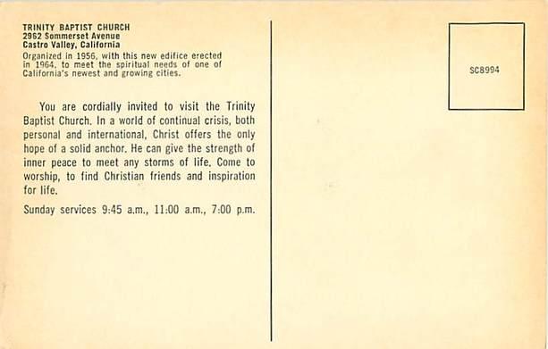 Trinity Baptist Church Castro Valley California CA