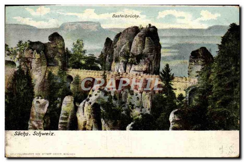 Postcard Old Basteibrucke Sachs Schweiz