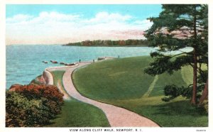 Vintage Postcard View Along Cliff  Walk Scenic Oceanview Newport Rhode Island RI