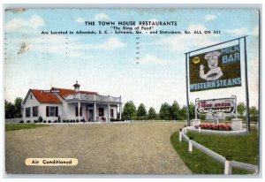 1953 The Town House Restaurants Sylvania Georgia GA Posted Vintage Postcard