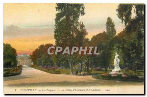 Old Postcard Les Bosquets Luneville The Statue of Eckmann and Chateau