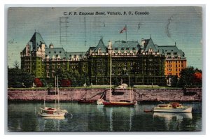 CPR Empress Hotel Victoria British Columbia Canada Linen Postcard O16