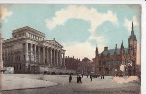 Lancashire; Preston, Market Place, Free Library & Town Hall PPC, 1906 PMK