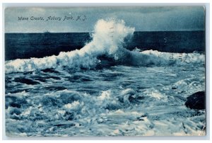 1907 Wave Crests Asbury Park NJ Posted Antique Arthur Livingston Postcard