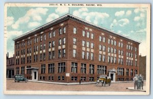 Racine Wisconsin Postcard YMCA Building Exterior Road View c1917 Vintage Antique