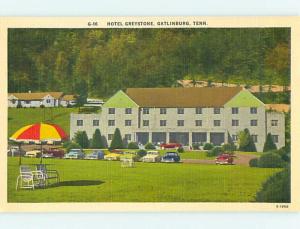 Unused Linen OLD CARS & GREYSTONE MOTEL Gatlinburg Tennessee TN u8643@