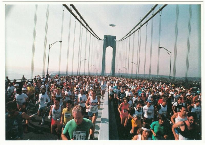 Staten Island New York City Marathon Verrazano-Narrows Bridge & Blimp Postcard