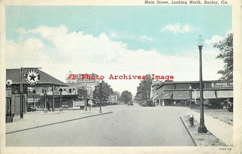 GA, Baxley, Georgia, Main Street, Looking North, Curteich No 5522-29 