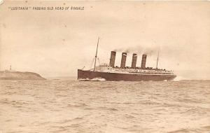 R.M.S. Lusitania Passing Old Head of Kinsale Ocean Liner Ship Cunard Line Shi...