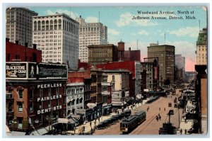 1922 Woodward Avenue North Jefferson Ave. Railway Buildings Detroit MI Postcard