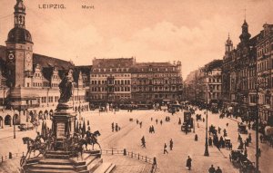 Vintage Postcard Markt Railway Central Station Leipzig Germany