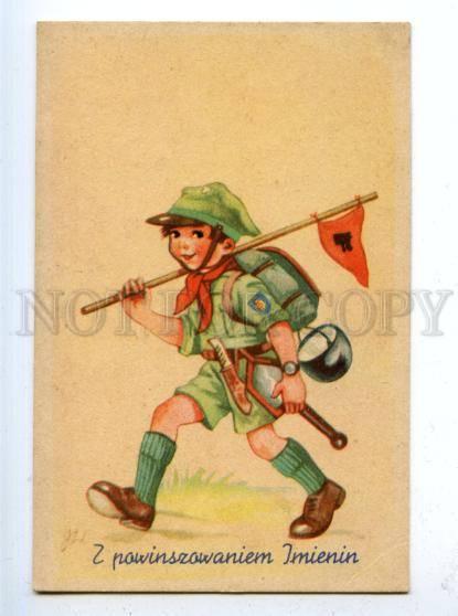 177438 POLAND Boy SCOUT by OLKUSZ Vintage SOWDO postcard