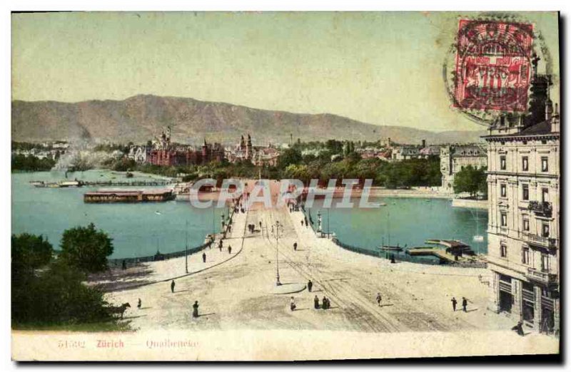 Old Postcard Switzerland Zurich Quaibrücke