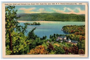 1945 Eagle Bay Hotel Cottages Adirondack Mts. Aerial View New York CA Postcard