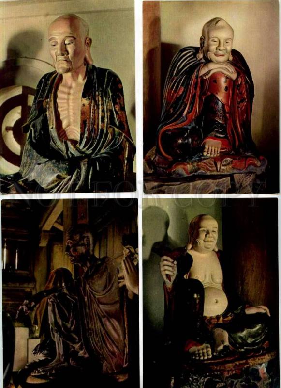 254033 VIETNAM Sculptures from Tay Phuong Pagoda SET of 16 Old postcards