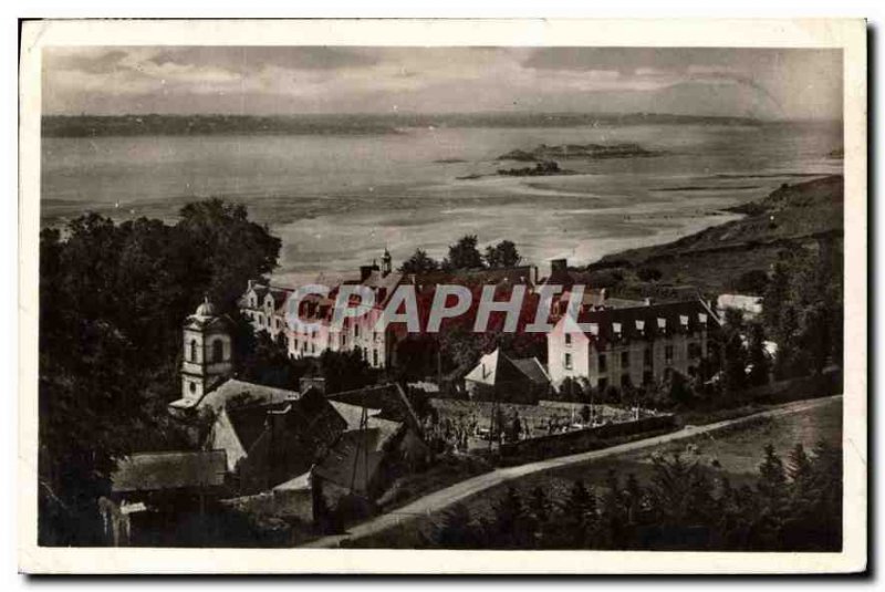 Postcard Old Saint Jacut of the Sea N C Abbey and view of Little Rock and Lar...