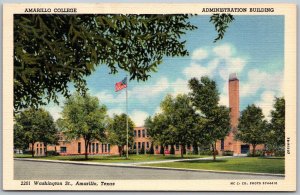 Amarillo Texas 1940s Postcard Amarillo College Administration Building
