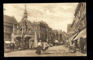 TQ3728 - Poultry Cross & Silver Street in Salisbury c1910 - printed postcard