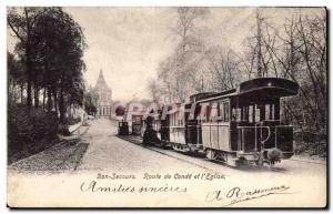Good relief Postcard Old Road and Conde & # 39eglise (train)
